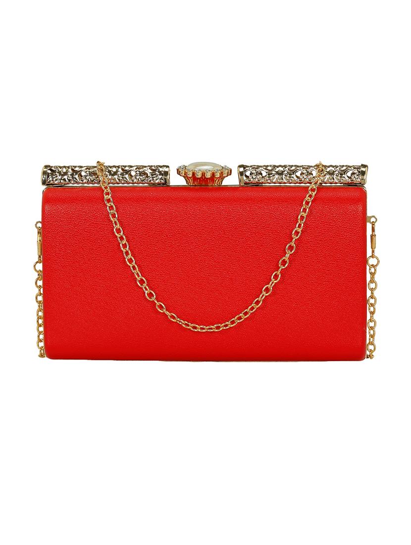 red leatherette (pu) box clutch - 15544773 - Zoom Image - 1