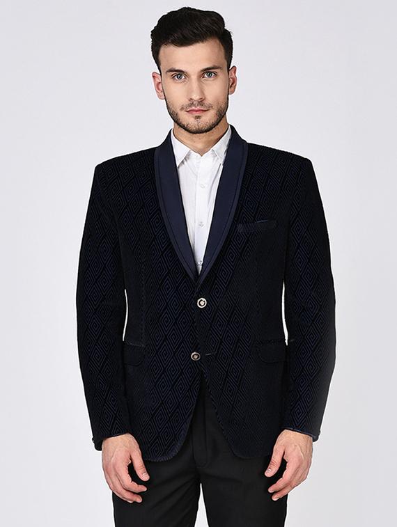 navy blue velvet casual blazer - 15544975 - Zoom Image - 1