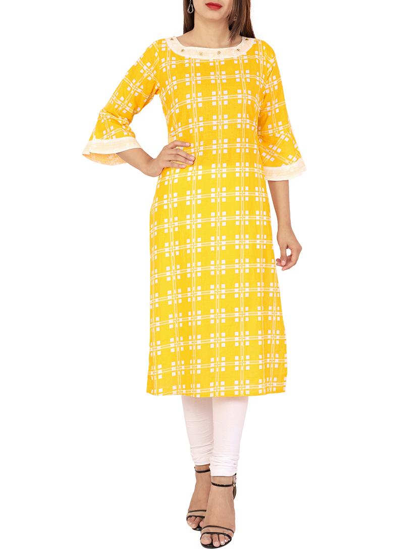 Bell sleeves straight kurta - 15545011 - Zoom Image - 1