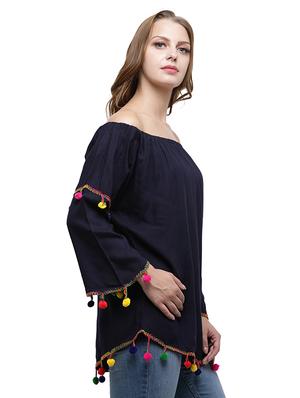 pom pom detail bell sleeved top - 15545229 - Standard Image - 2