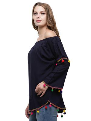 pom pom detail bell sleeved top - 15545229 - Standard Image - 3