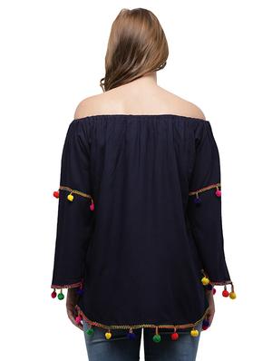 pom pom detail bell sleeved top - 15545229 - Standard Image - 4