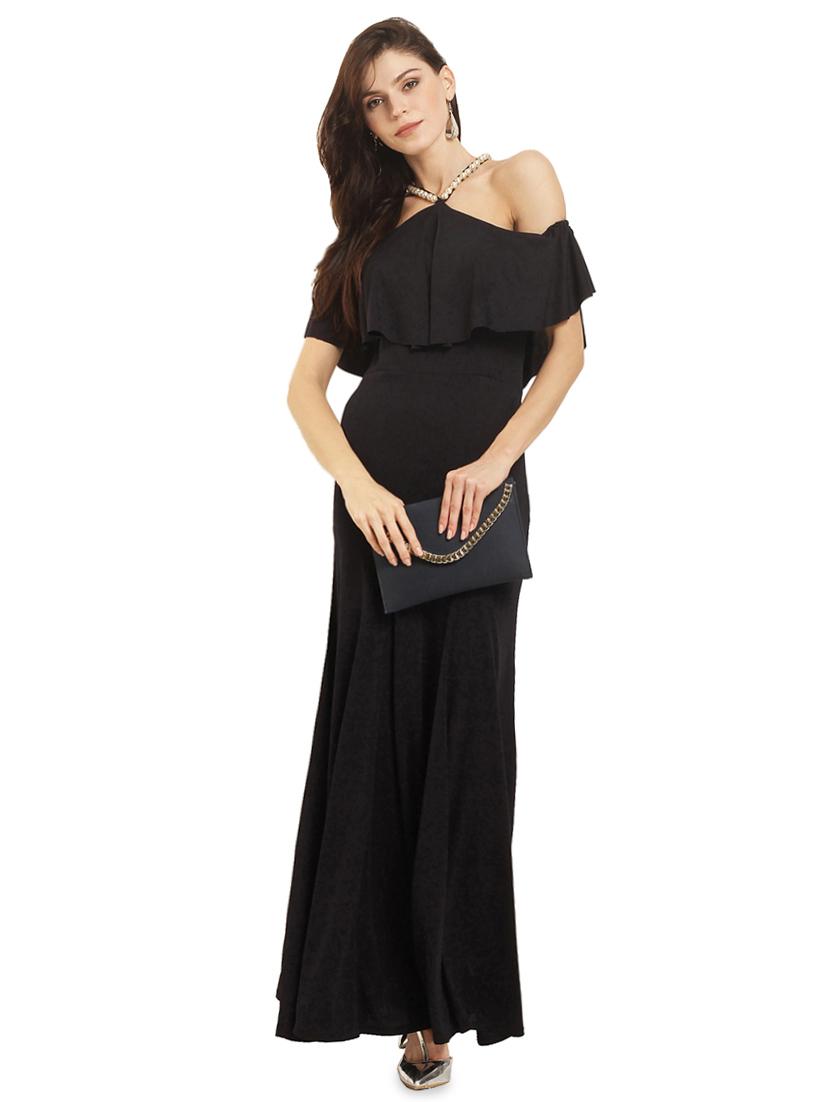 pearl embellished ruffled overlay maxi dress - 15545423 - Zoom Image - 1