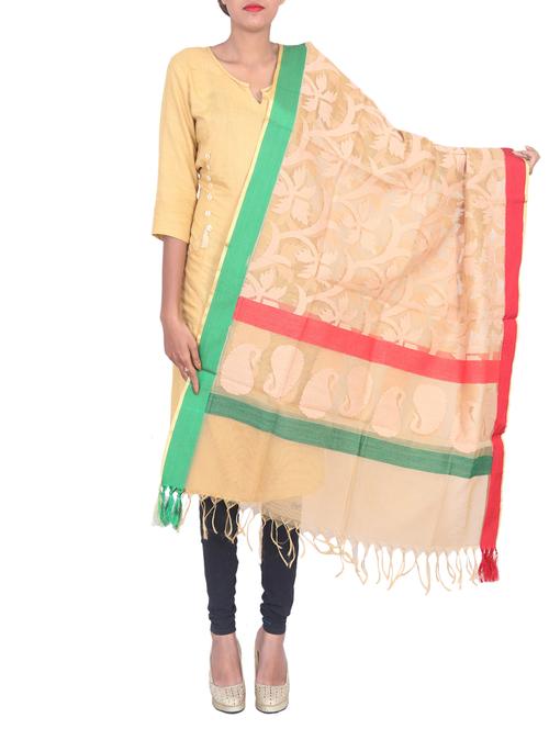 self design dupatta with tassles - 15545829 - Standard Image - 1