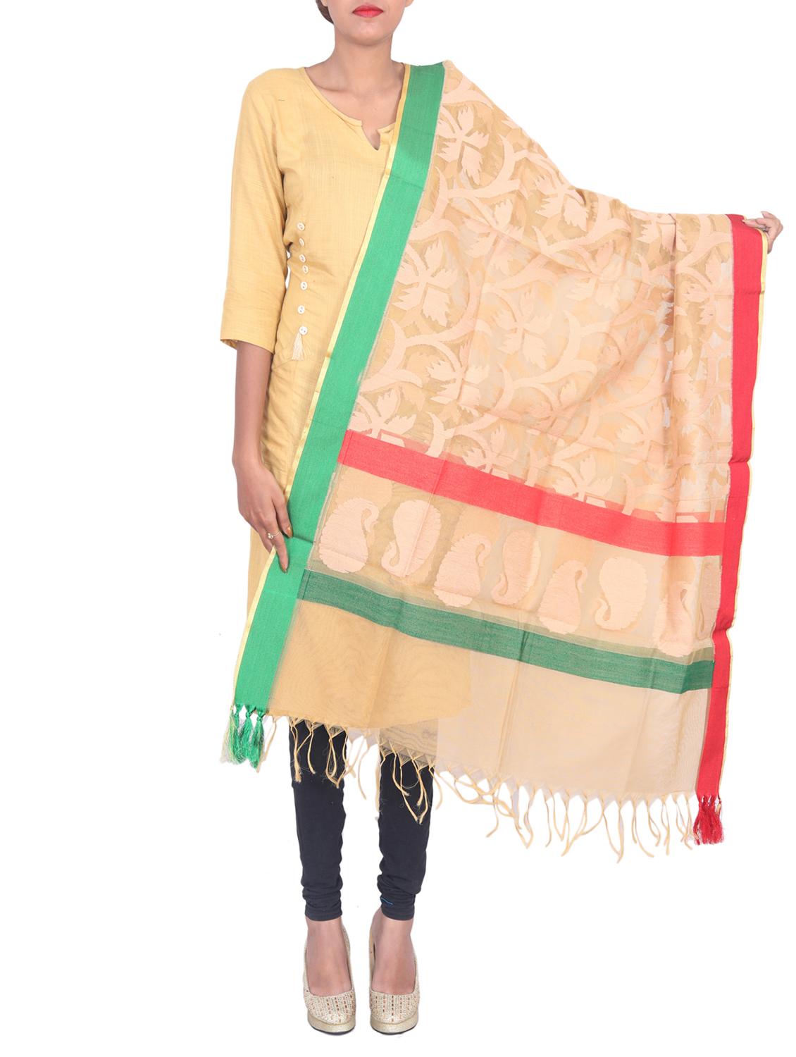 self design dupatta with tassles - 15545829 - Zoom Image - 1