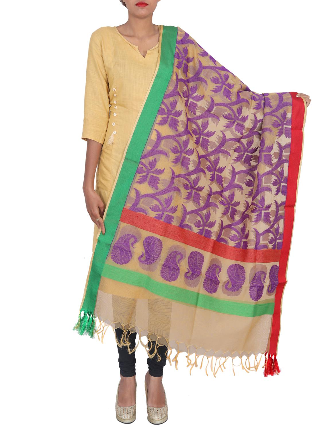 self design dupatta with tassles - 15545832 - Zoom Image - 1