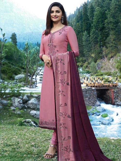 swarovski solid churidaar suit set - 15545945 - Standard Image - 1