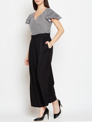 monochrome ruffle detailed full leg jumpsuit - 15547094 - Standard Image - 2