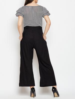monochrome ruffle detailed full leg jumpsuit - 15547094 - Standard Image - 3
