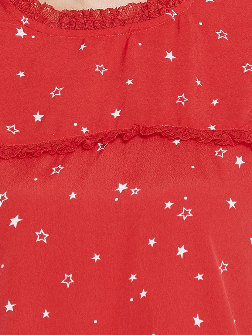 frill detail star print top - 15547803 - Zoom Image - 4
