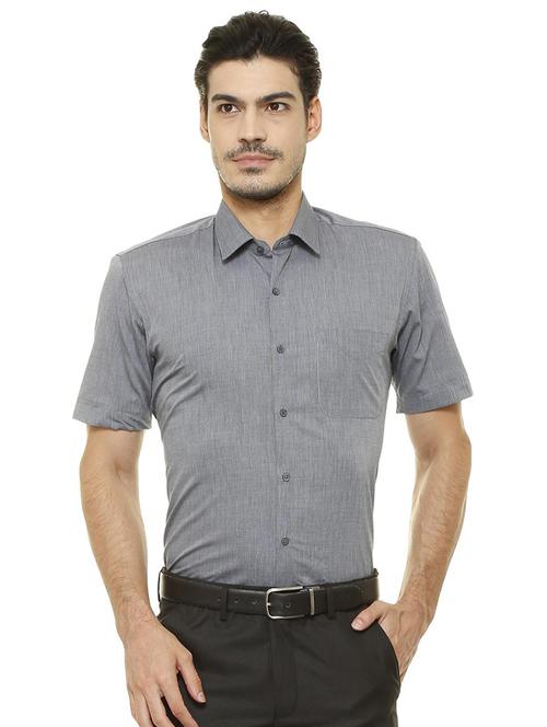 grey cotton formal shirt - 15547873 - Standard Image - 1