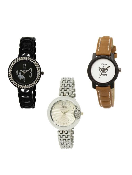 Set of 3 round dial analog watch combo -(LK201-209-227) - 15548344 - Standard Image - 1