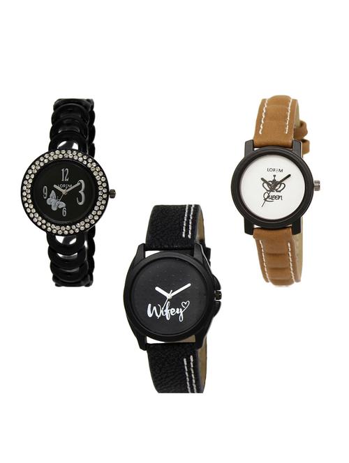 set of 3 round dial analog watch combo -(lk201-209-234) - 15548350 - Standard Image - 1