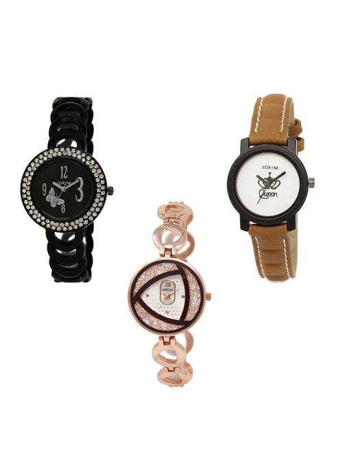 Set of 3 round dial analog watch combo -(LK201-209-238) - 15548354 - Very Small Image - 1