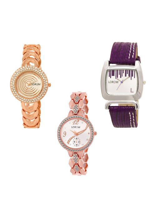 set of 3 round dial analog watch combo -(lk202-207-215) - 15548931 - Standard Image - 1