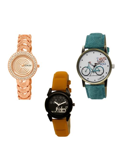 set of 3 round dial analog watch combo -(lk202-229-235) - 15549310 - Standard Image - 1