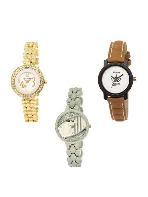 set of 3 round dial analog watch combo -(lk203-209-223) - 15549546 - Standard Image - 1