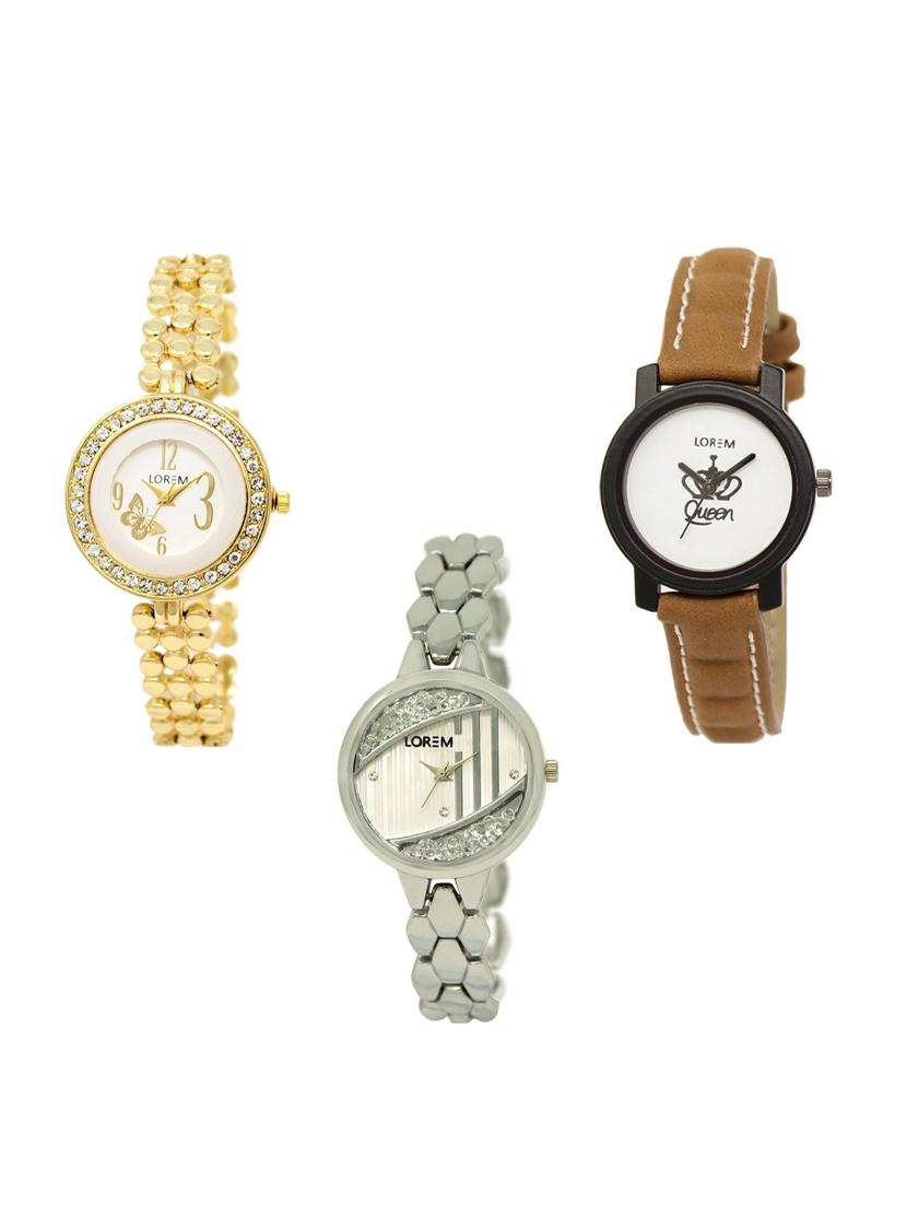 set of 3 round dial analog watch combo -(lk203-209-223) - 15549546 - Zoom Image - 1