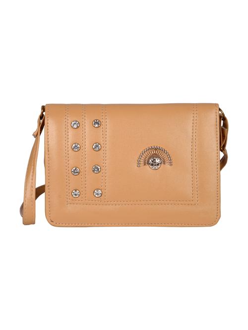 beige leatherette (pu) regular sling bag - 15557535 - Standard Image - 1