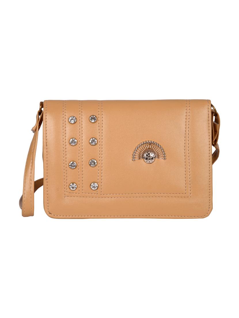 beige leatherette (pu) regular sling bag - 15557535 - Zoom Image - 1