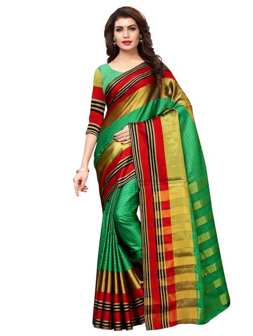 Zari Stripes maheshwari saree with blouse - 15557690 - Standard Image - 1