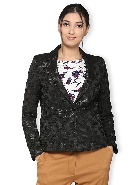 floral single breasted lapel collar blazer - 15558491 - Zoom Image - 1