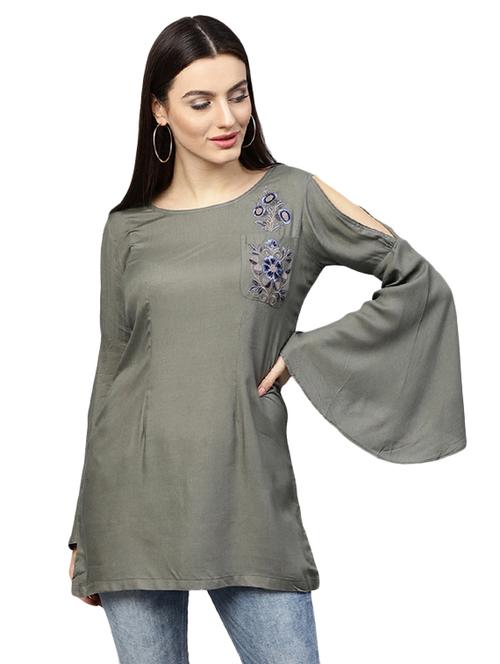 bell sleeved embroidered tunic - 15559898 - Standard Image - 1