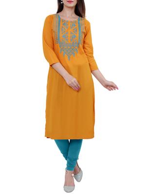 Embroidered straight kurta - 15559901 - Standard Image - 1