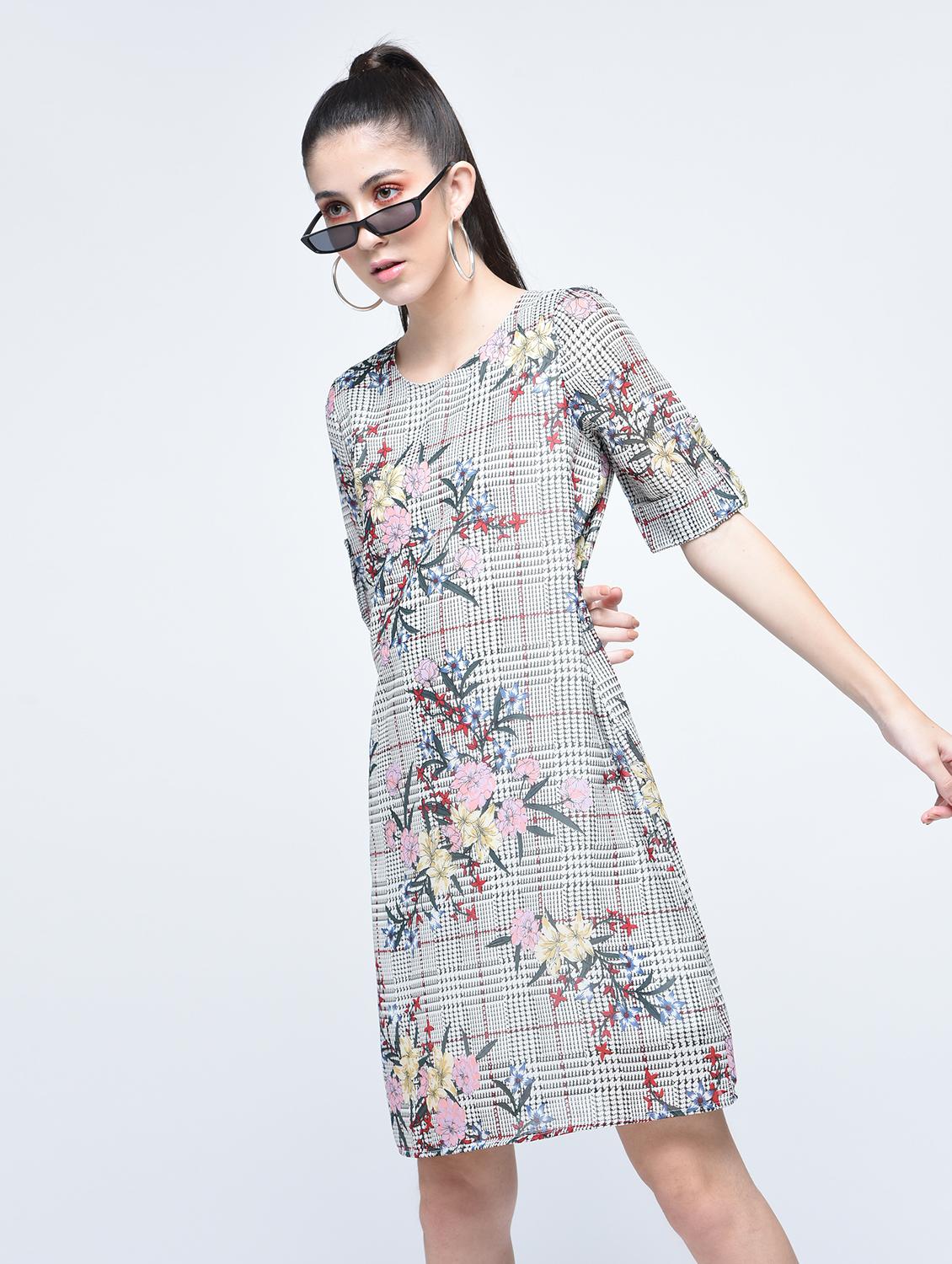 floral turn up sleeved dress - 15560006 - Zoom Image - 1
