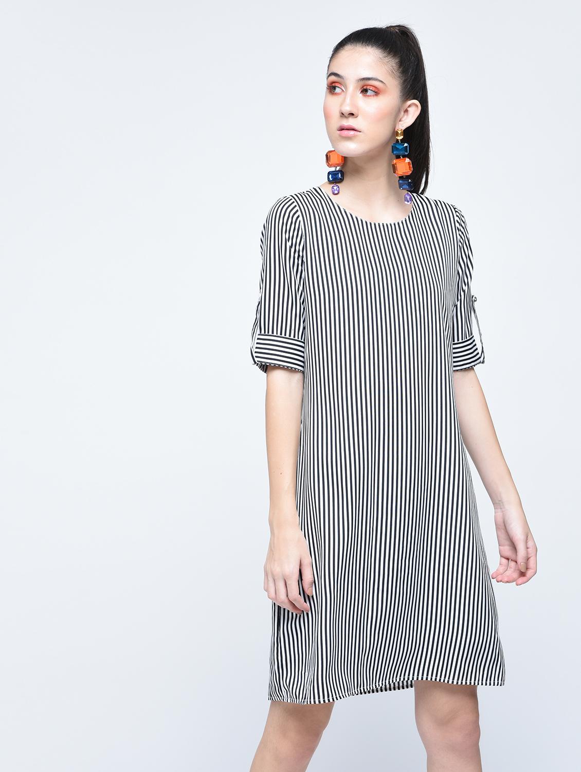 roll up sleeved striped dress - 15560013 - Zoom Image - 1