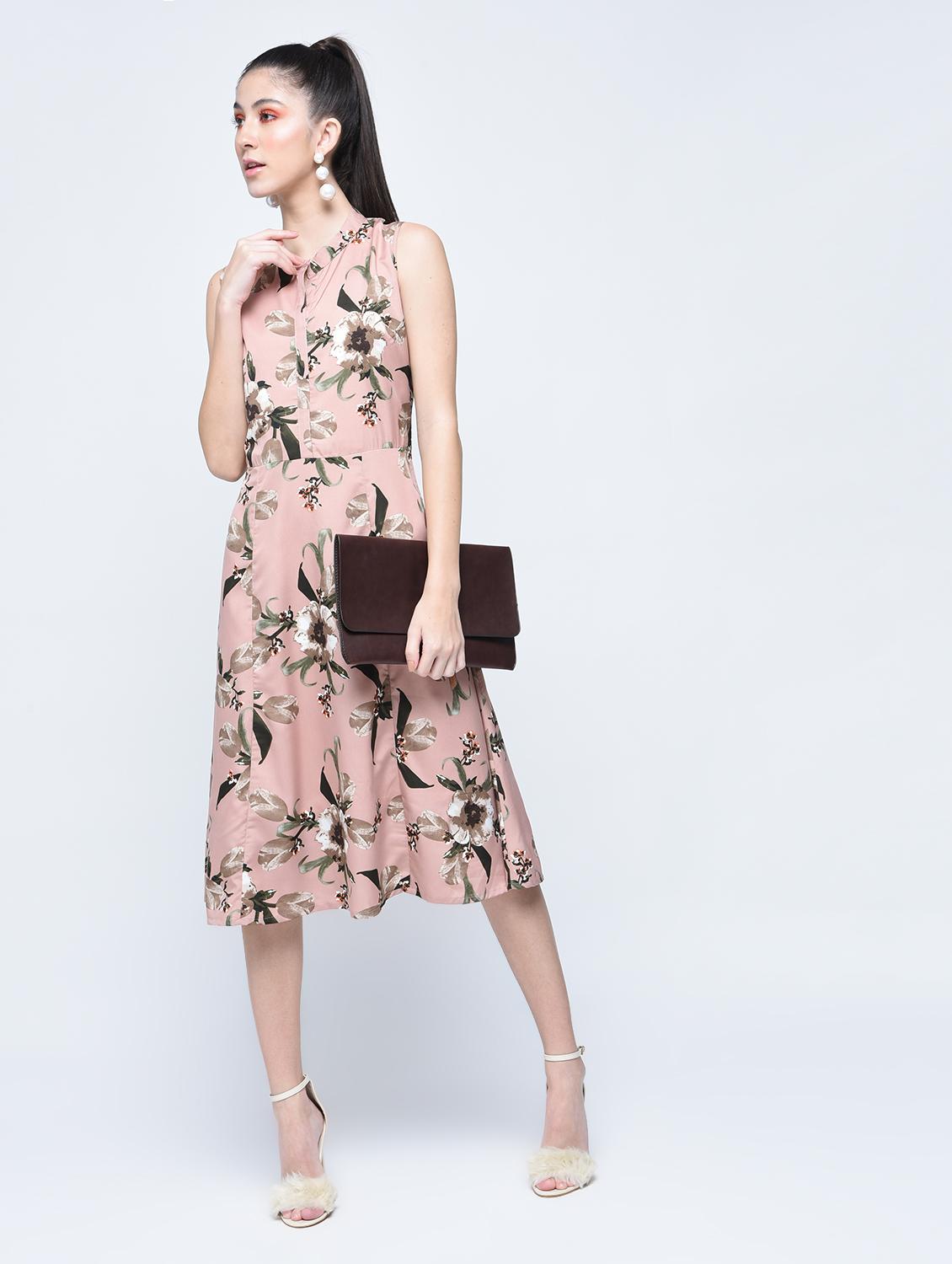 placket detailed floral dress - 15560020 - Zoom Image - 4