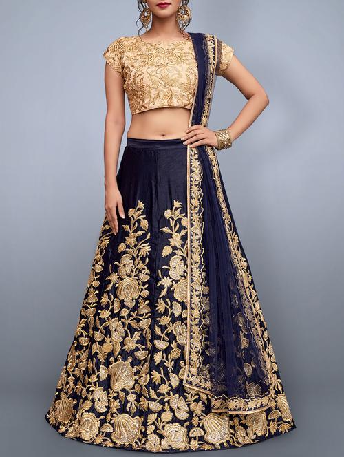 Embroidered a-line lehenga - 15560065 - Standard Image - 1