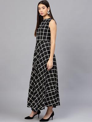 grid pattern asymmetric dress - 15560211 - Standard Image - 2