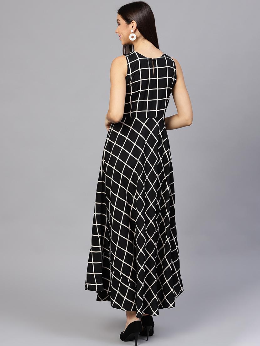 grid pattern asymmetric dress - 15560211 - Zoom Image - 3