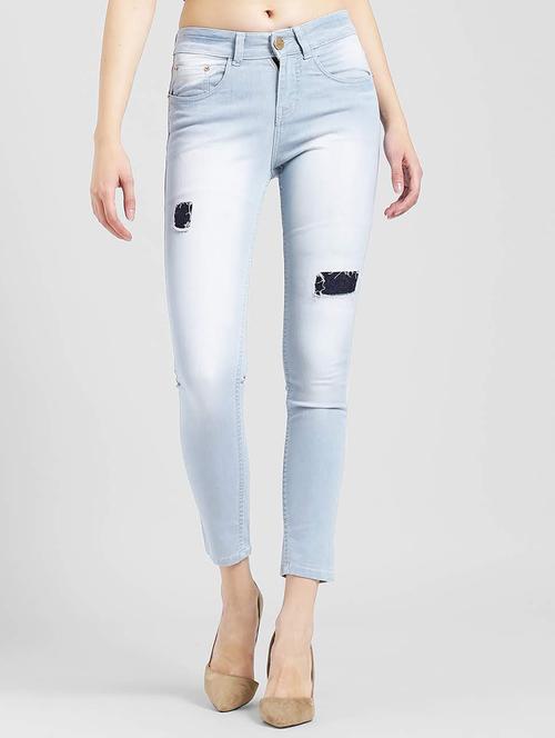 Patched denim stone wash jeans - 15560235 - Standard Image - 1