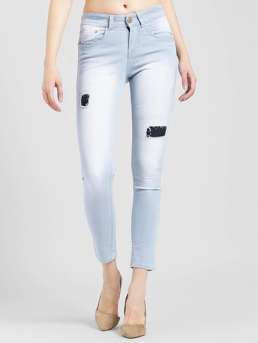 Patched denim stone wash jeans - 15560235 - Zoom Image - 1