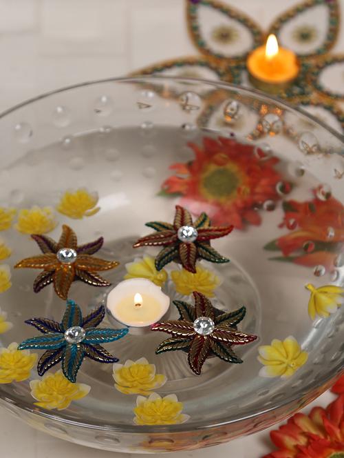 beautiful wax candle with floral floating showpieces - set of 4 - 15561451 - Standard Image - 1