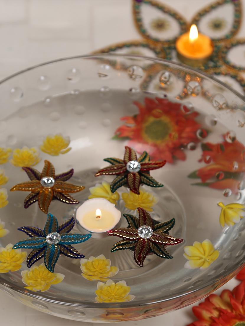 beautiful wax candle with floral floating showpieces - set of 4 - 15561451 - Zoom Image - 1