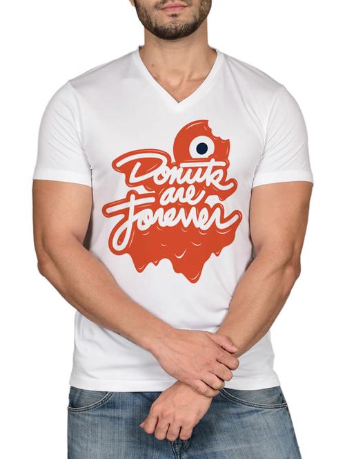 white cotton blend chest print t-shirt - 15561758 - Standard Image - 1