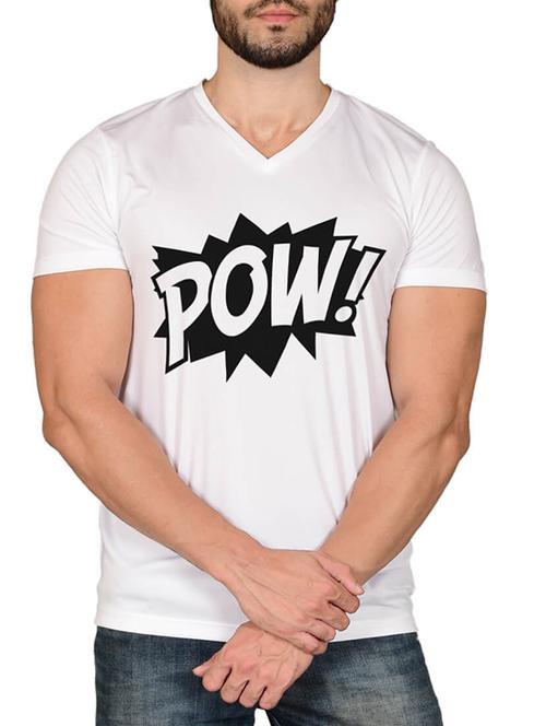 white cotton blend chest print t-shirt - 15561761 - Standard Image - 1