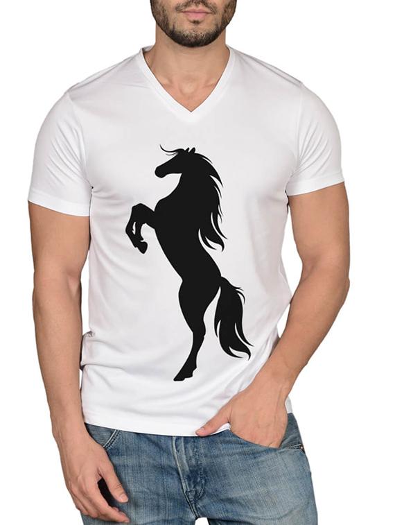white cotton blend front print t-shirt - 15561769 - Zoom Image - 1