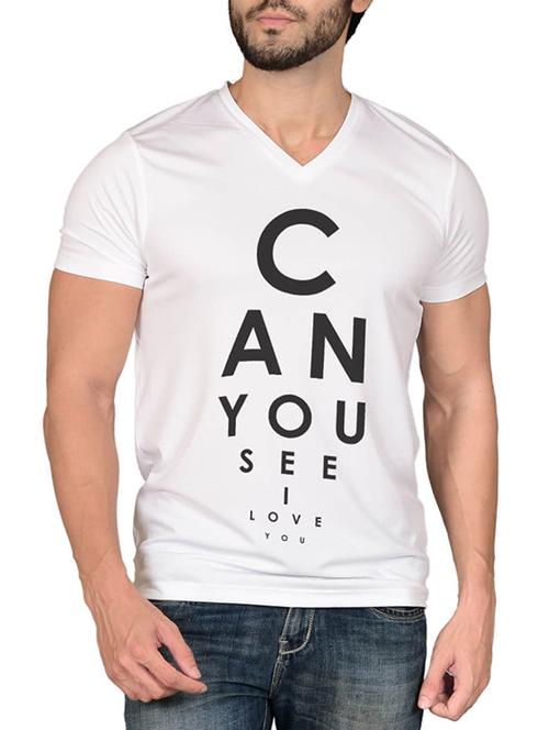 white cotton blend front print t-shirt - 15561773 - Standard Image - 1