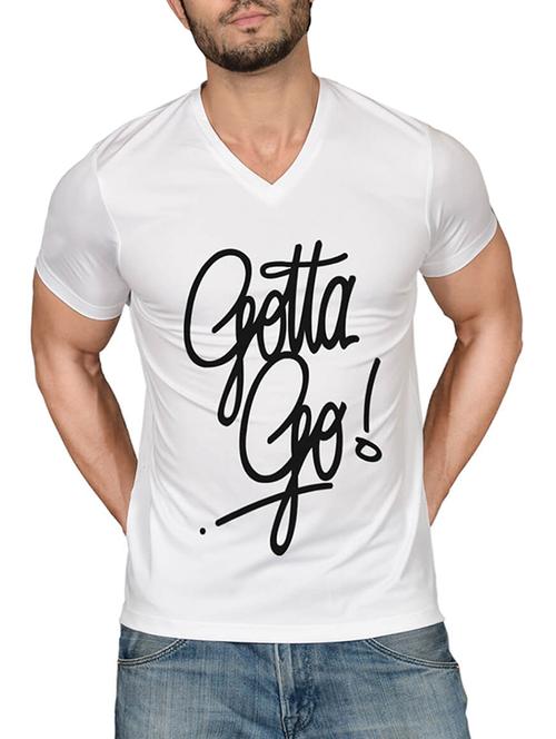 white cotton blend front print t-shirt - 15561774 - Standard Image - 1