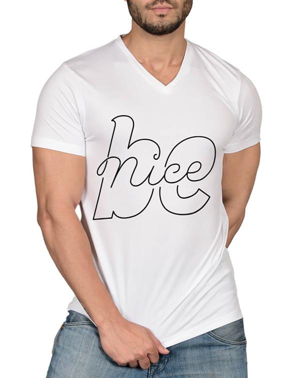 white cotton blend chest print t-shirt - 15561777 - Zoom Image - 1