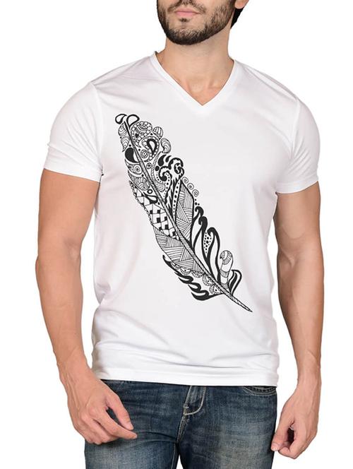 white cotton blend front print t-shirt - 15561778 - Standard Image - 1