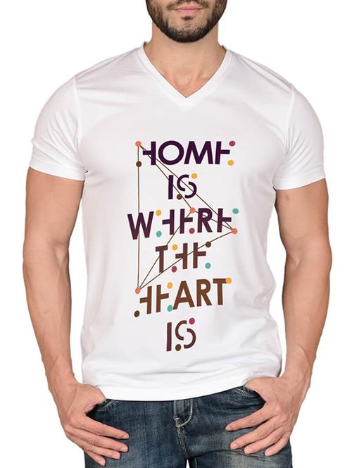 white cotton blend front print t-shirt - 15561782 - Standard Image - 1