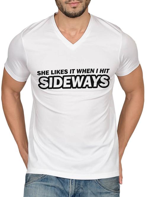 white cotton blend chest print t-shirt - 15561783 - Standard Image - 1