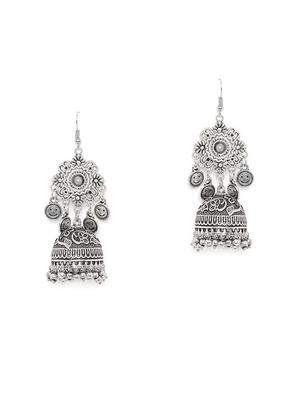 silver tone oxidized earrings - 15563456 - Standard Image - 3