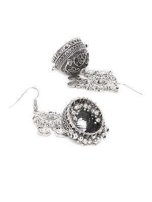 silver tone oxidized earrings - 15563456 - Standard Image - 4