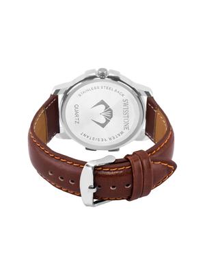leather strap analogue watch (wt385-slv-brw) - 15565189 - Standard Image - 3